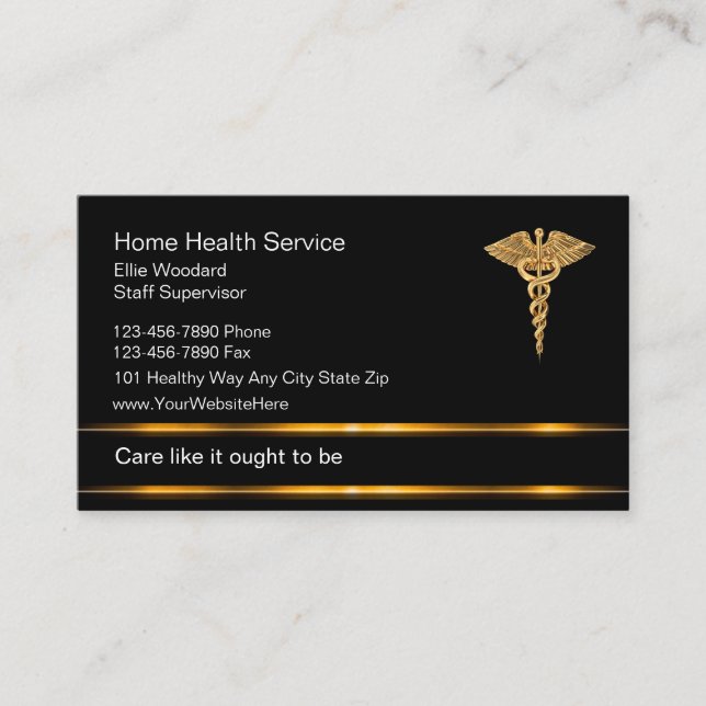 Classy Medical Caduceus Business Cards (Front)