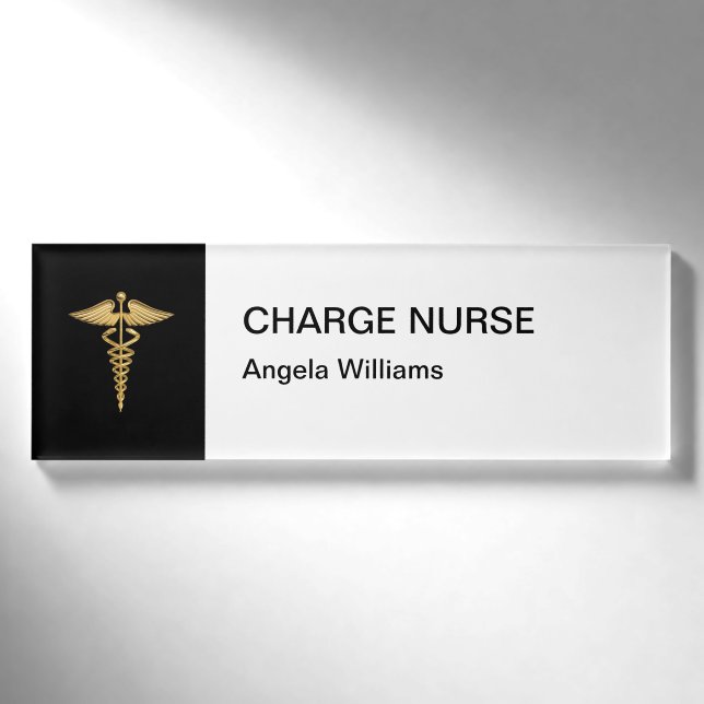 Classy Medical Charge Nurse Name Tag (Front)