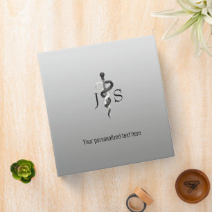 Classy Medical Elegant Black White Asclepius Noble Binder