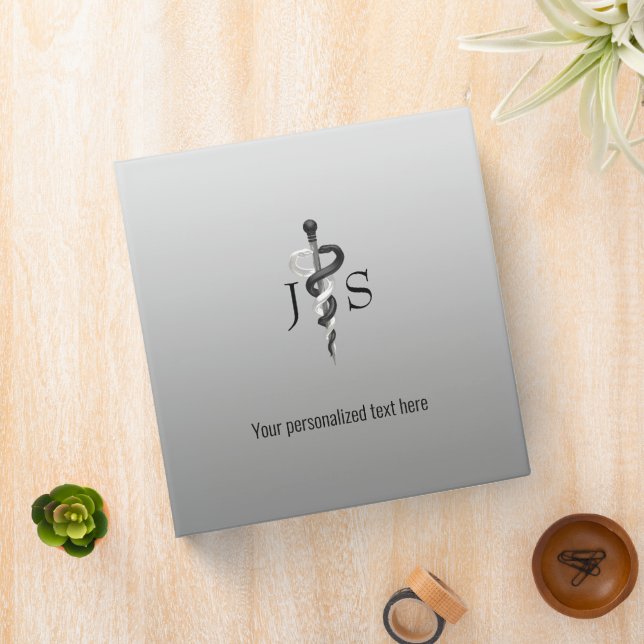 Classy Medical Elegant Black White Asclepius Noble Binder (In Situ)
