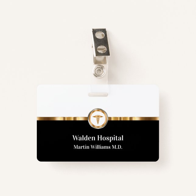 Classy Medical Facility Staff Member ID Badges (Front with Clip)