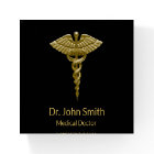 Classy Medical Gold Caduceus on Black - Mousepad