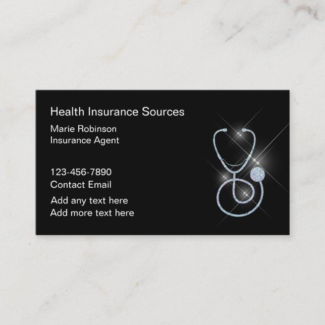 Classy Medical Health Insurance Agent Business Card (Front)