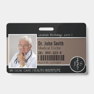 Classy Medical Rod of Asclepius Silver Photo ID Badge