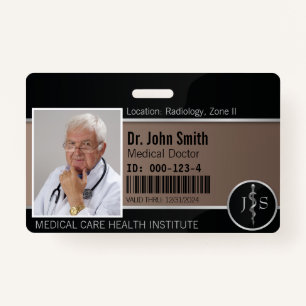 Classy Medical Rod of Asclepius Silver Photo ID Badge