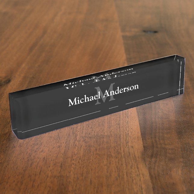 Classy Mens Monogram Executive Nameplate (Side)