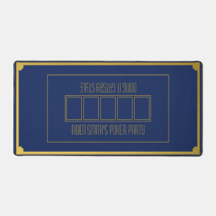 Classy Men's Texas Hold'em Blue Gold Poker Table Desk Mat