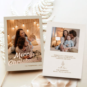 Classy Merry Christmas Family Photo Foil Holiday Card