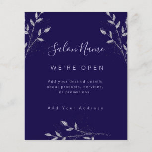 Classy Midnight Blue & Silver Elegant Salon  Flyer