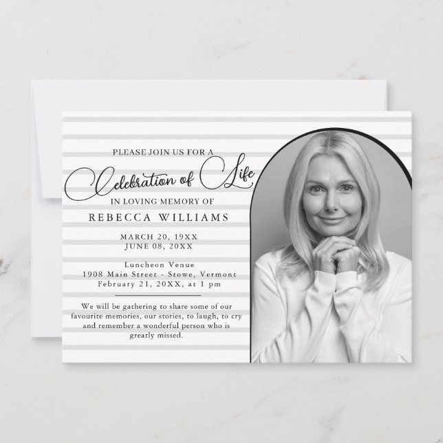 Classy Minimal Celebration of Life Invitations (Front)