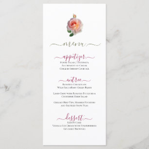 Classy Minimal Pink Rose Design Flat Menu