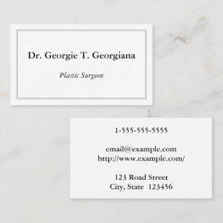 Classy & Minimal Plastic Surgeon Business Card