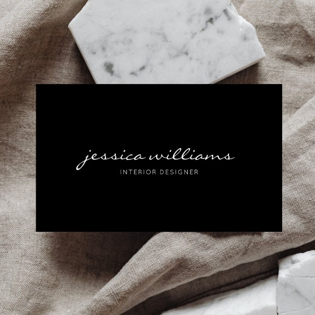 Classy Minimal Stylish Script Black Business Card (Creator Uploaded)