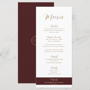 Classy Minimalist Burgundy & Gold Wedding Menu