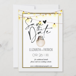 Classy minimalist ,owls in love save the date invitation