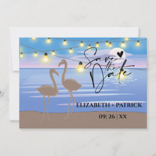 Classy minimalist, sunset, flamingos save the date