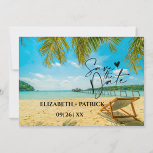 Classy minimalist, tropical beach save the date