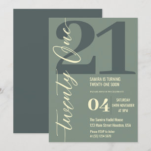 Classy Minimalist Twenty One 21st Birthday Invitation