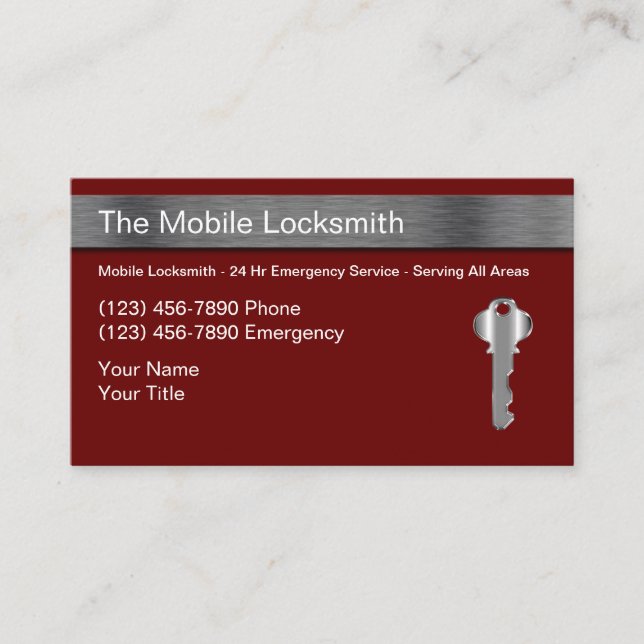 Classy Mobile Locksmith Business Cards (Front)