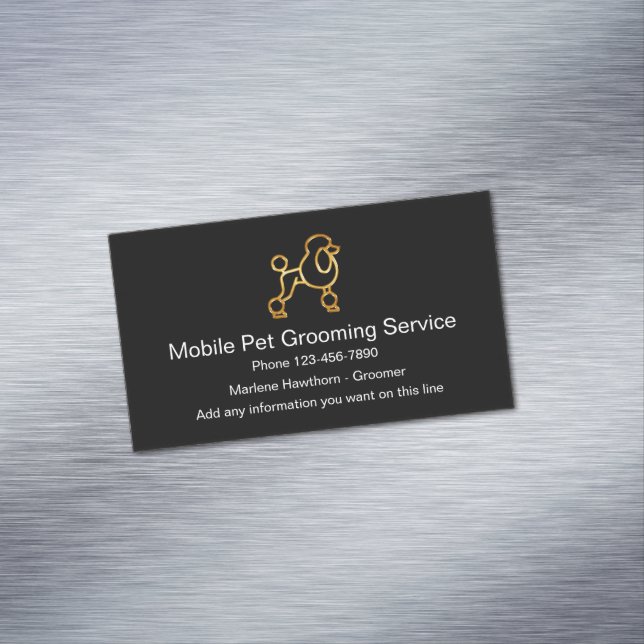 Classy Mobile Pet Grooming Elegant Design Magnetic Business Card (In Situ)