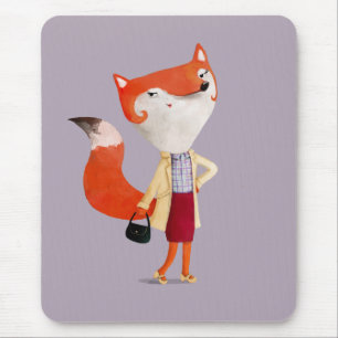 Classy Mod Fox Girl Mouse Pad