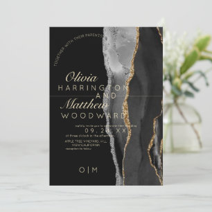 Classy Modern Black and White Wedding Invitation