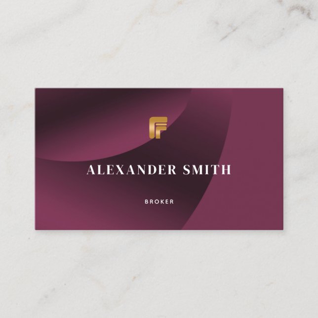 Classy Modern Burgundy Gold Professional Photo Business Card (Front)