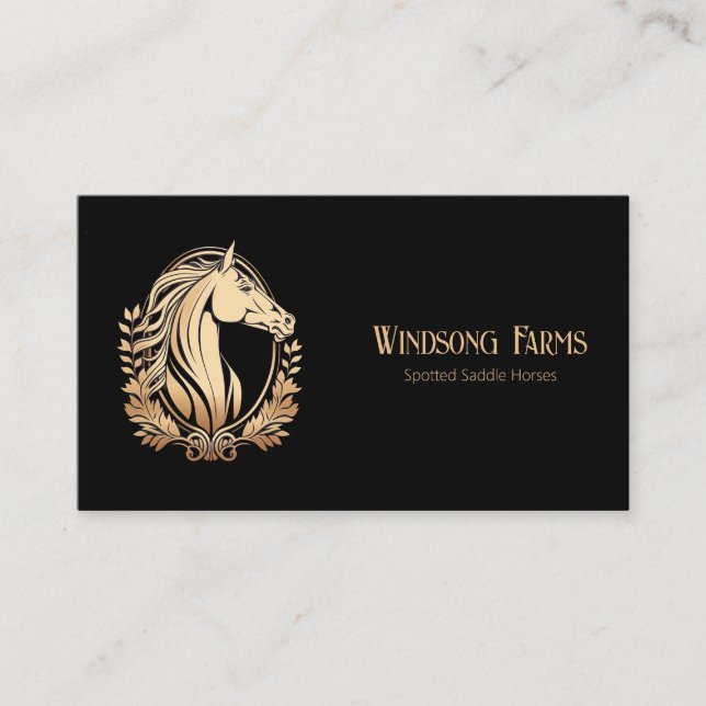 Classy Modern Custom Horse Farm Equine Business Card (Front)