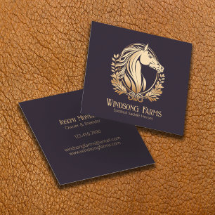 Classy Modern Custom Horse Farm Equine Square Business Card