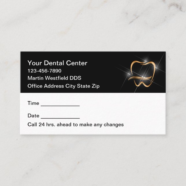 Classy Modern Dentist Office Appointment Cards  (Front)