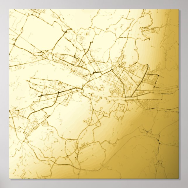 Classy & Modern Elegant Gift Map of Florence Italy Foil Prints (Front)