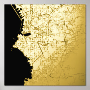Classy Modern Elegant Gift Map of Marseille France Foil Prints