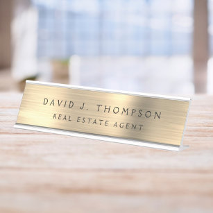 Classy Modern Executive Gold Professional Desk Name Plate