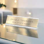 Classy Modern Executive Gold Professional Desk Name Plate<br><div class="desc">Luxury Executive Gold Foil Metallic Stainless Steel Minimalist Business Name Plate with white lettered typography for the monogrammed add your own name and job title or position. The Metal Business Professional Name Plate can be customized with your name. Please contact the designer for customized matching items.</div>