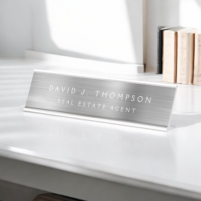 Classy Modern Executive Silver Professional Desk Name Plate (Creator Uploaded)