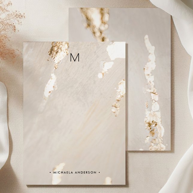 Classy Modern Gold Foil Monogram & Name Stationery Card (Creator Uploaded)