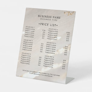 Classy Modern Gold Foil Professional Price List Pedestal Sign
