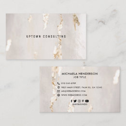 Classy Modern Gold Foil Social Icons Business Card