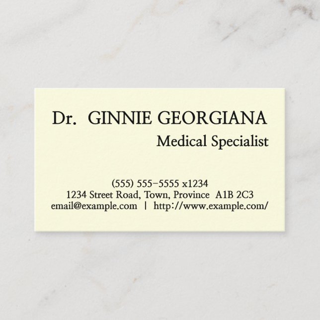 Classy & Modern Medical Specialist Business Card (Front)