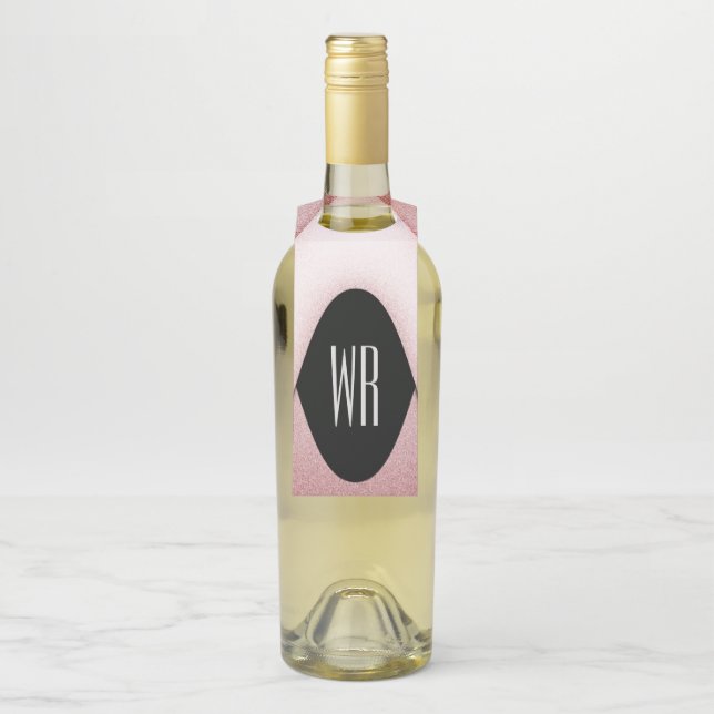 Classy Modern Monogrammed Design Bottle Tag (On Bottle)