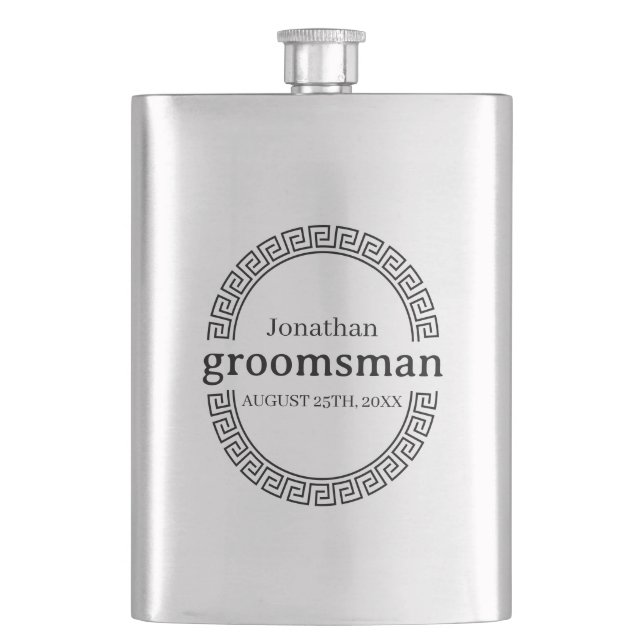 Classy Modern Personalized Bachelor Party   Hip Flask (Front)
