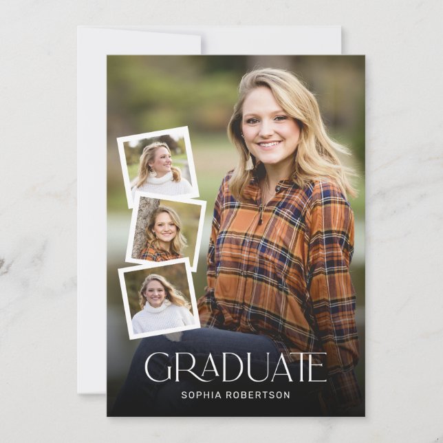 Classy Modern Photo Collage Graduation Party Invitation (Front)