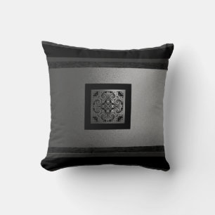 Classy Modern Pillow/ BLK&Silver-Design 1 Throw Pillow