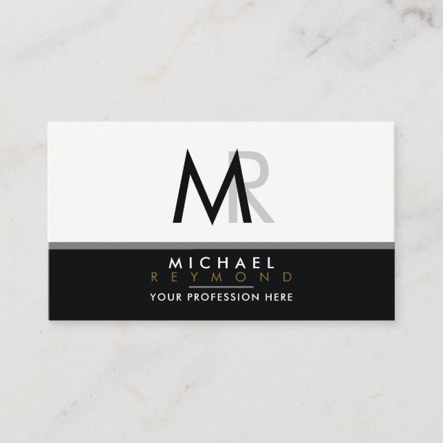 classy modern stylish black & white professional business card (Front)