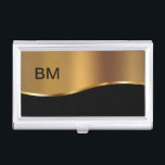Classy Monogram Business Card Case<br><div class="desc">Classy monogram business card case with simulated gold monogram emblem space with name initial you can personalize and make your own, all printed on the cover. Designed for men or women who are business professionals that want to make a great first impression.</div>