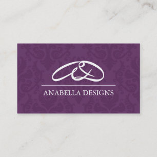 Classy Monogram Damask Business Card