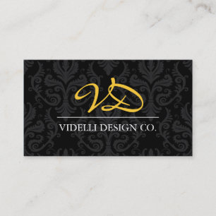 Classy Monogram Damask Business Card