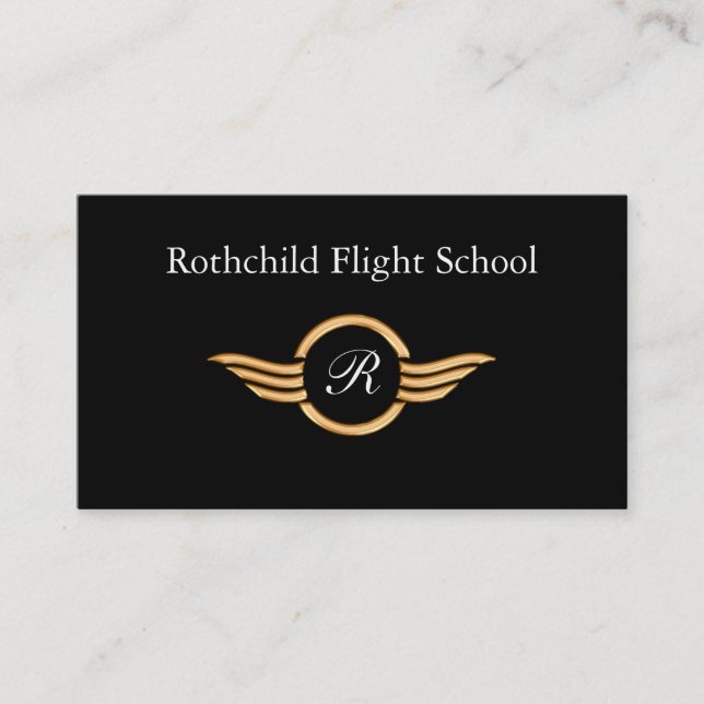 Classy Monogram Flight School Business Card (Front)