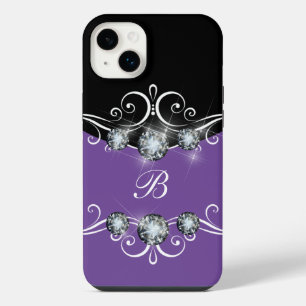 Classy Monogram Glitzy Bling iPhone 14 Plus Case