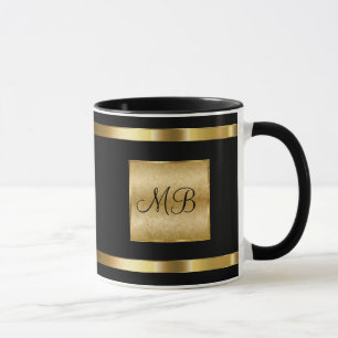 Classy Monogram Gold And Black Colour Mug